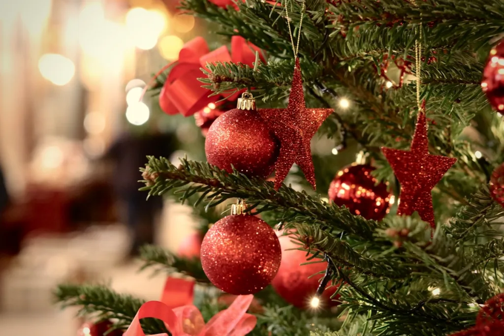 a christmas tree with ornaments