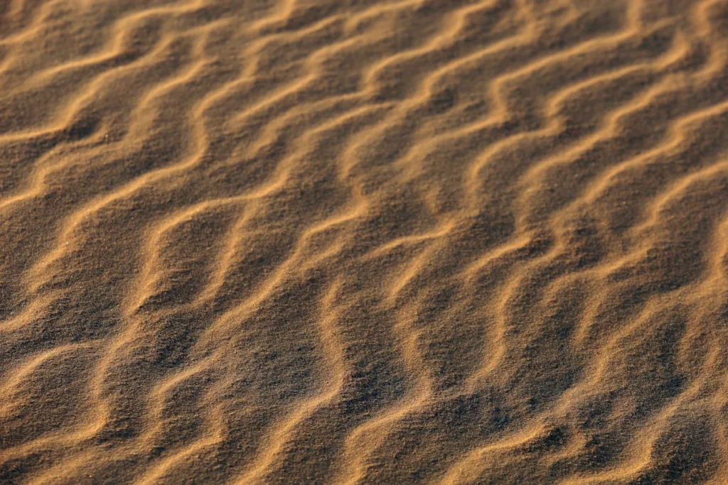 Ripples of sand dunes in the desert.